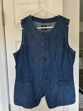 GAP Light Wash Denim Vest with Button Front